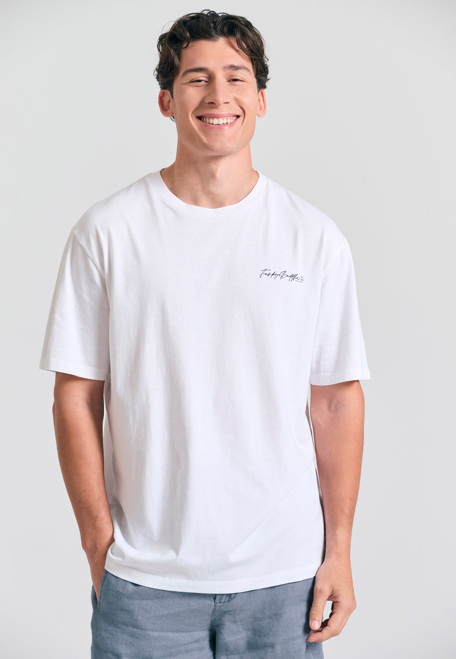 Tricou cu croială lejeră și imprimeu grafic pe spate - Alb