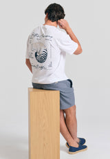 Tricou cu croială lejeră și imprimeu grafic pe spate - Alb