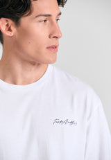 Tricou cu croială lejeră și imprimeu grafic pe spate - Alb