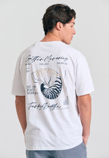 Tricou cu croială lejeră și imprimeu grafic pe spate - Alb