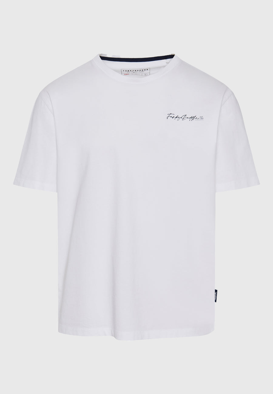 Tricou cu croială lejeră și imprimeu grafic pe spate - Alb