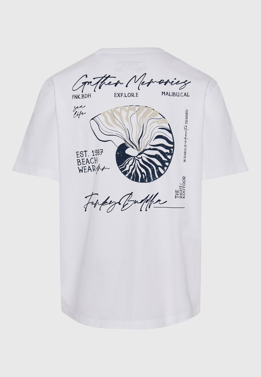 Tricou cu croială lejeră și imprimeu grafic pe spate - Alb