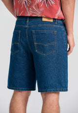 Pantaloni scurți din denim pentru bărbați, croială confortabilă - Albastru închis