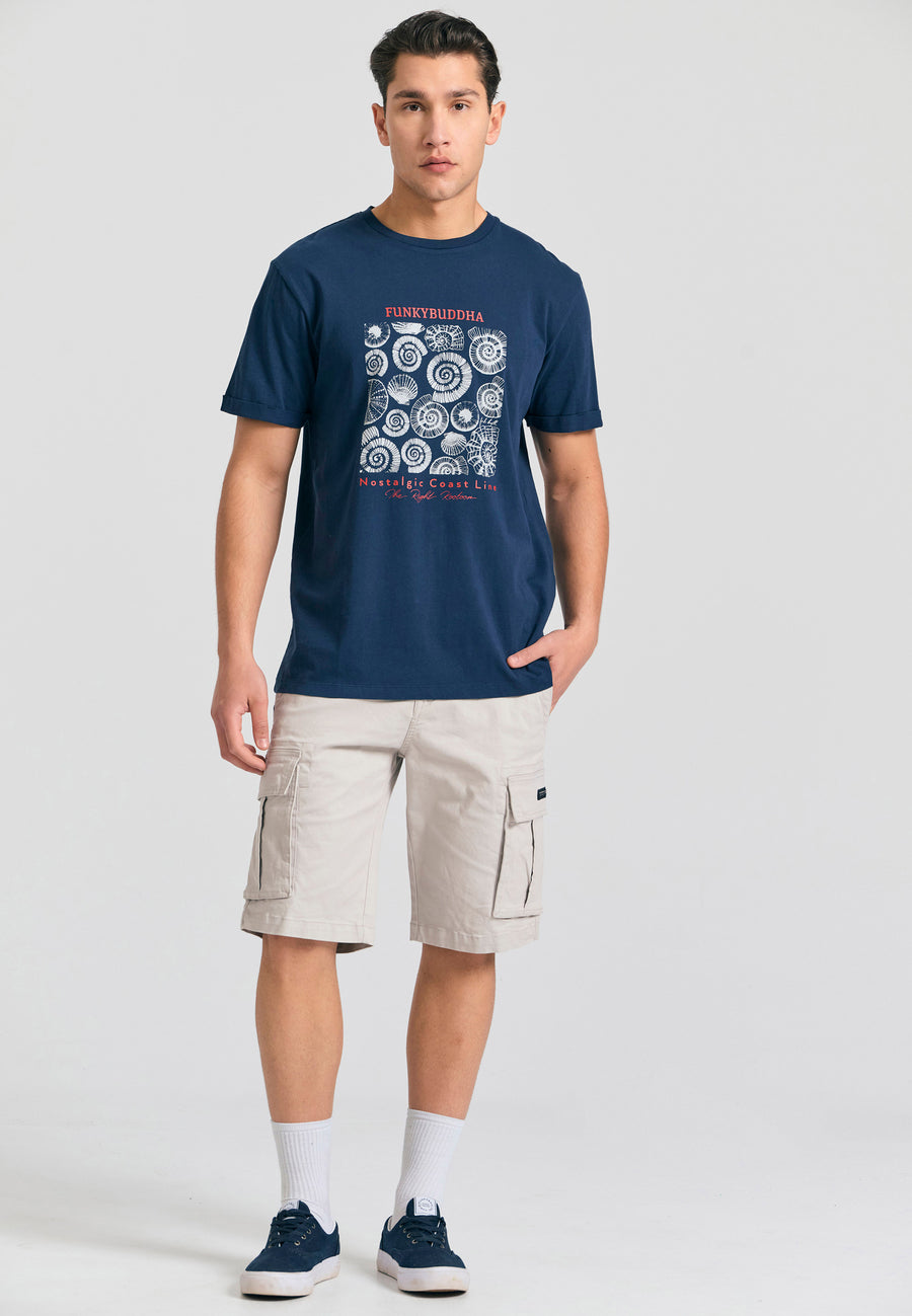 Tricou cu imprimeu grafic pe piept - Bleumarin