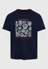 Tricou cu imprimeu grafic pe piept - Bleumarin