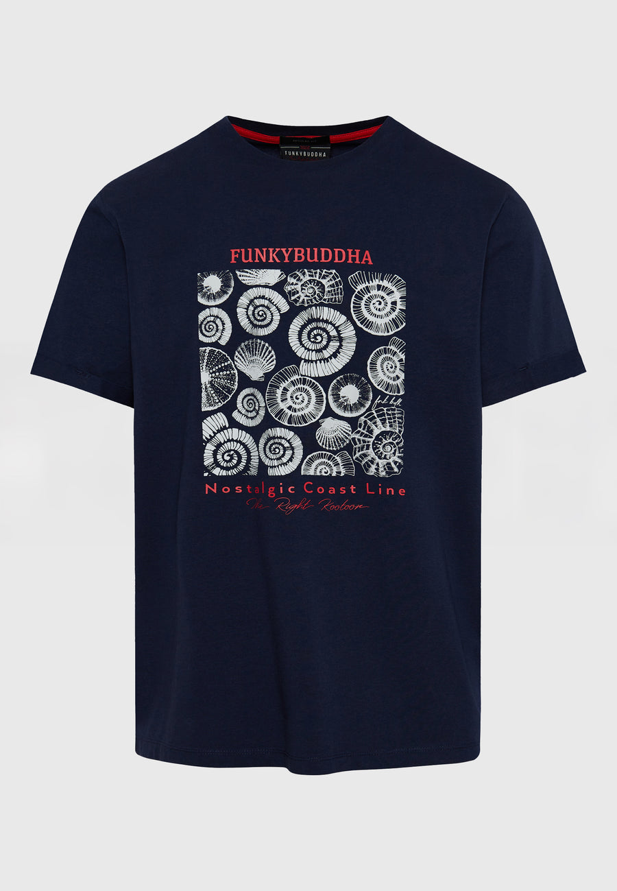 Tricou cu imprimeu grafic pe piept - Bleumarin