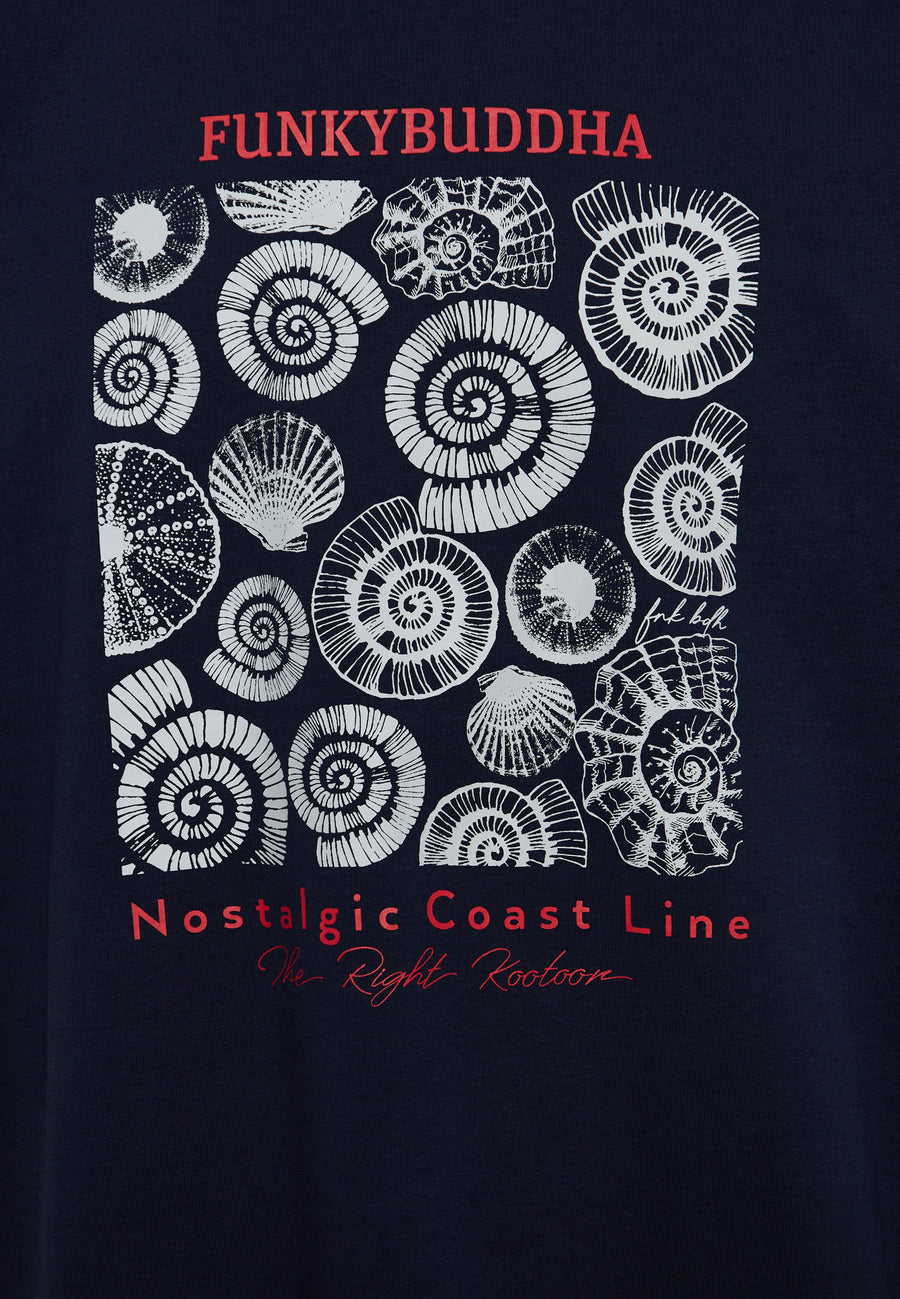 Tricou cu imprimeu grafic pe piept - Bleumarin