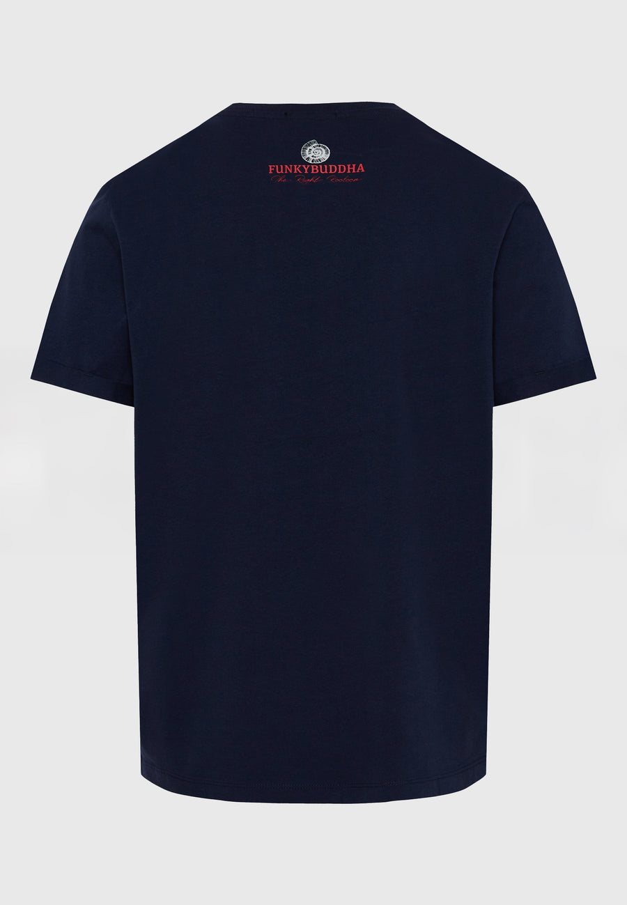 Tricou cu imprimeu grafic pe piept - Bleumarin