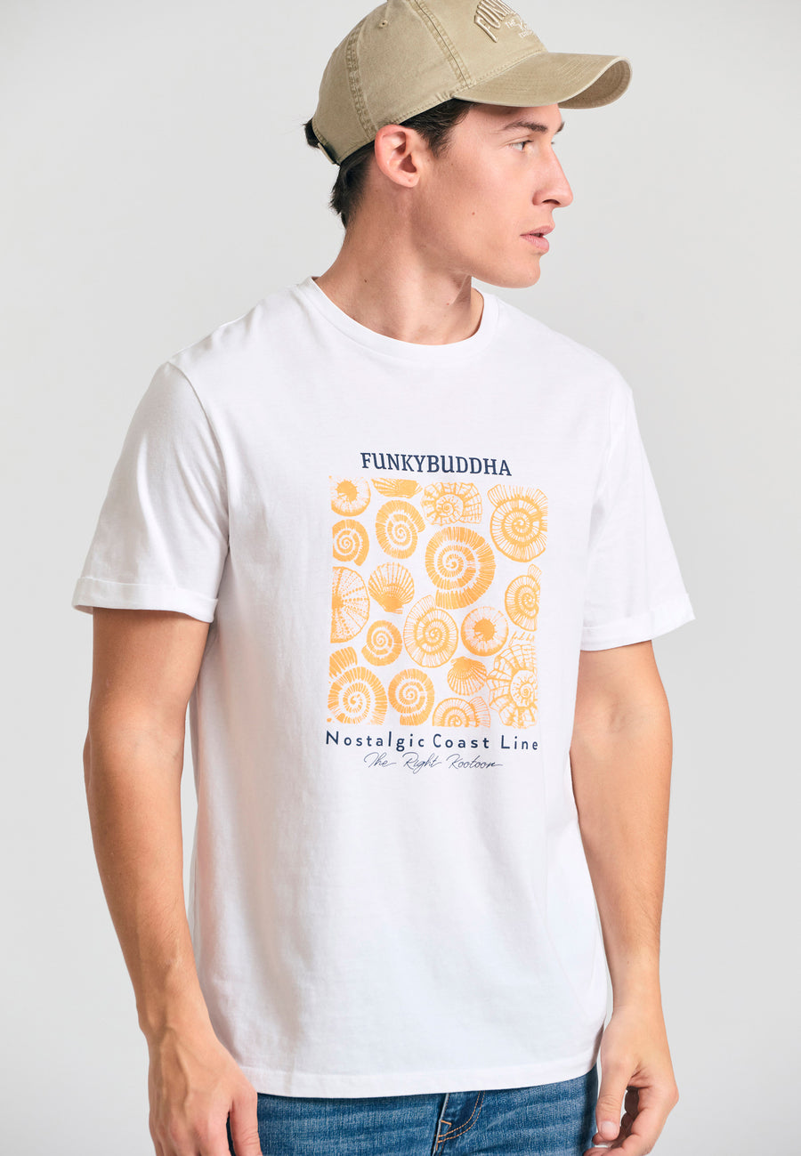 Tricou cu imprimeu grafic pe piept - Alb