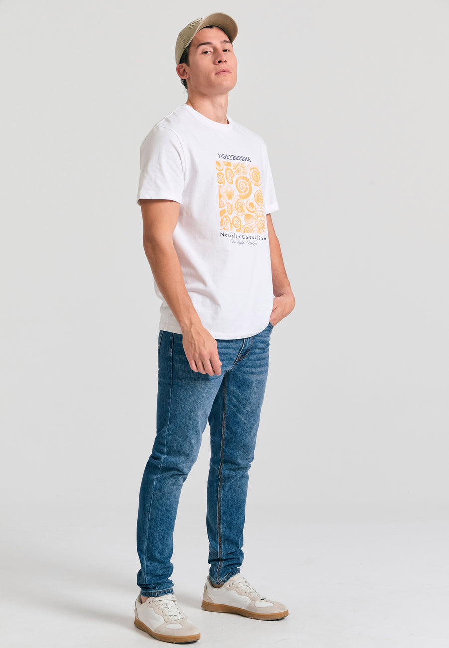 Tricou cu imprimeu grafic pe piept - Alb