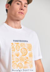 Tricou cu imprimeu grafic pe piept - Alb