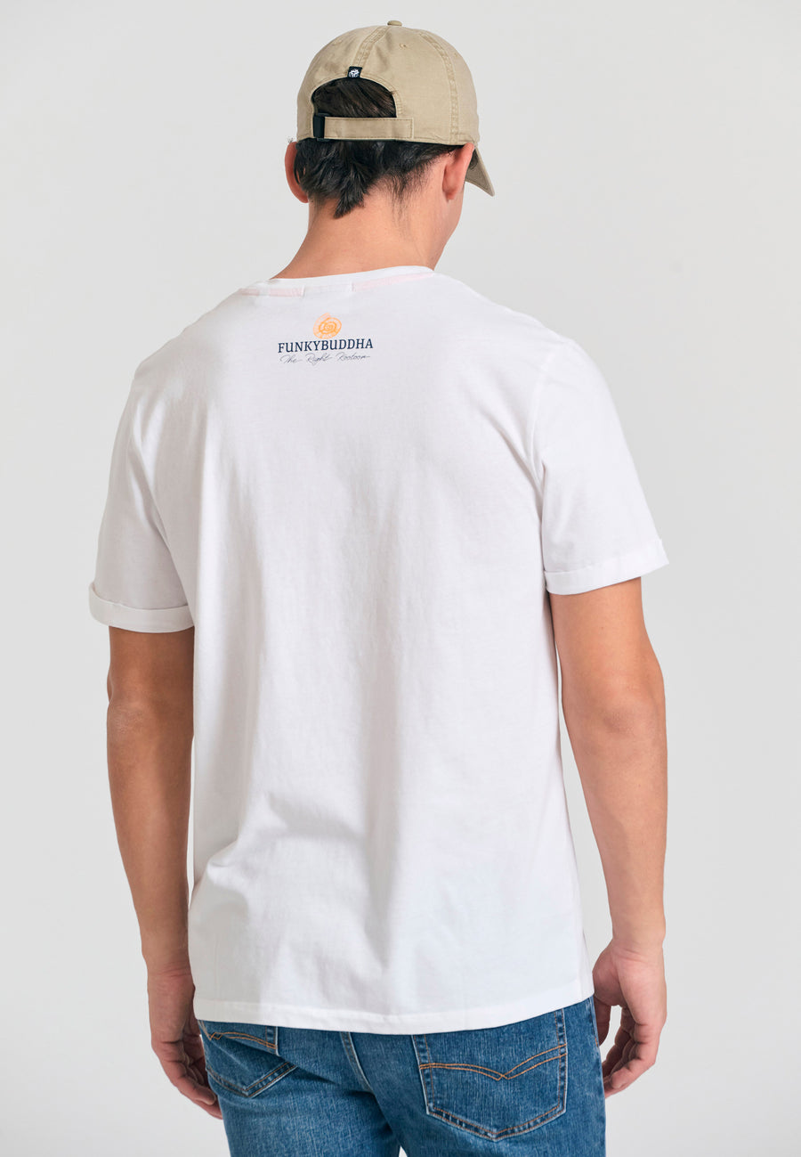 Tricou cu imprimeu grafic pe piept - Alb