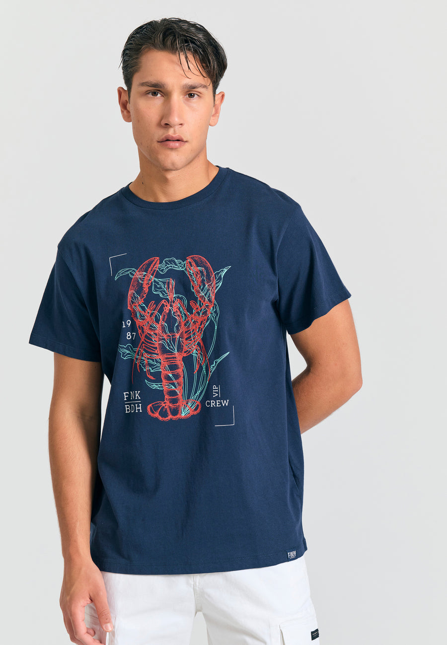 Tricou cu imprimeu grafic abstract - Bleumarin