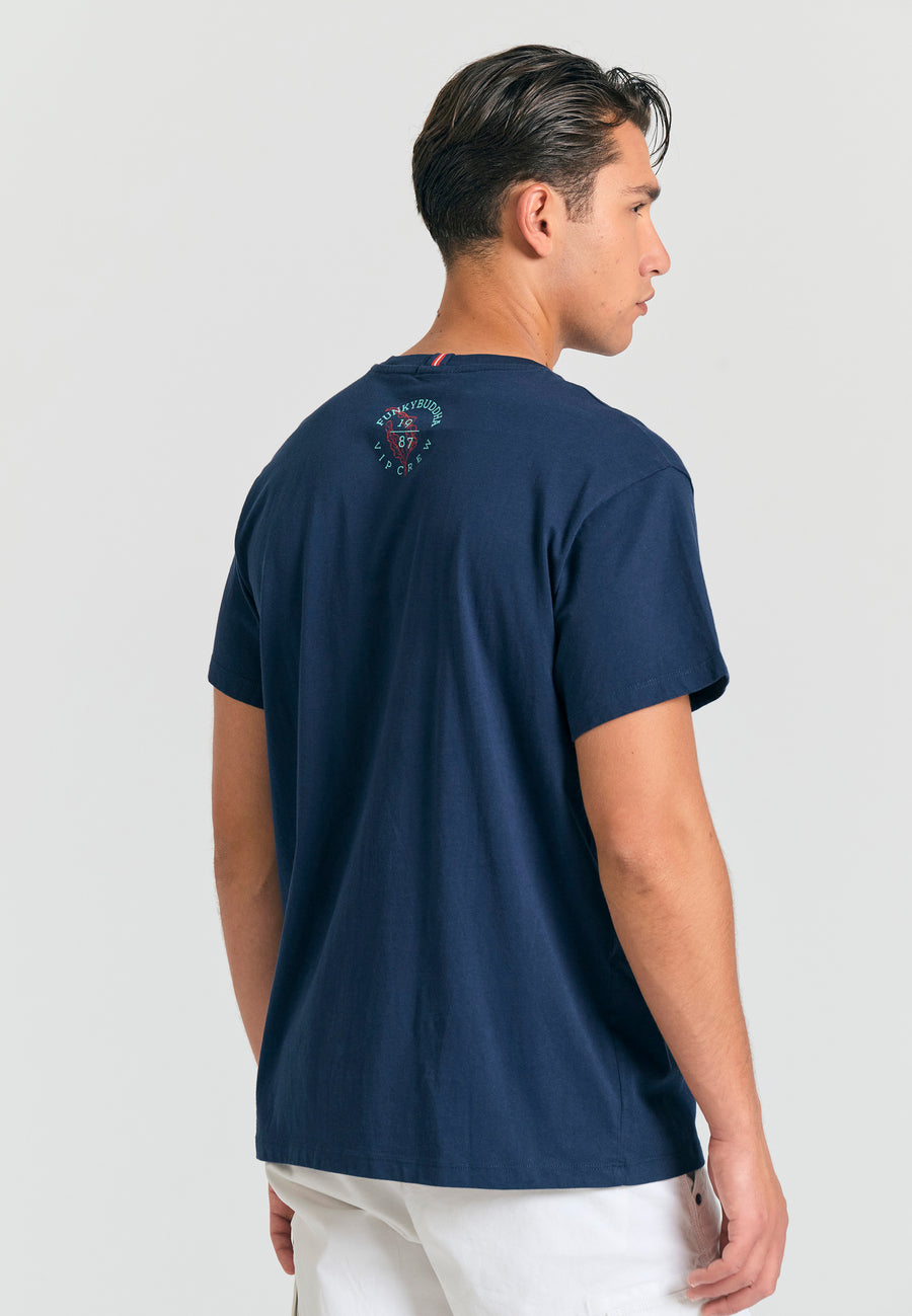 Tricou cu imprimeu grafic abstract - Bleumarin