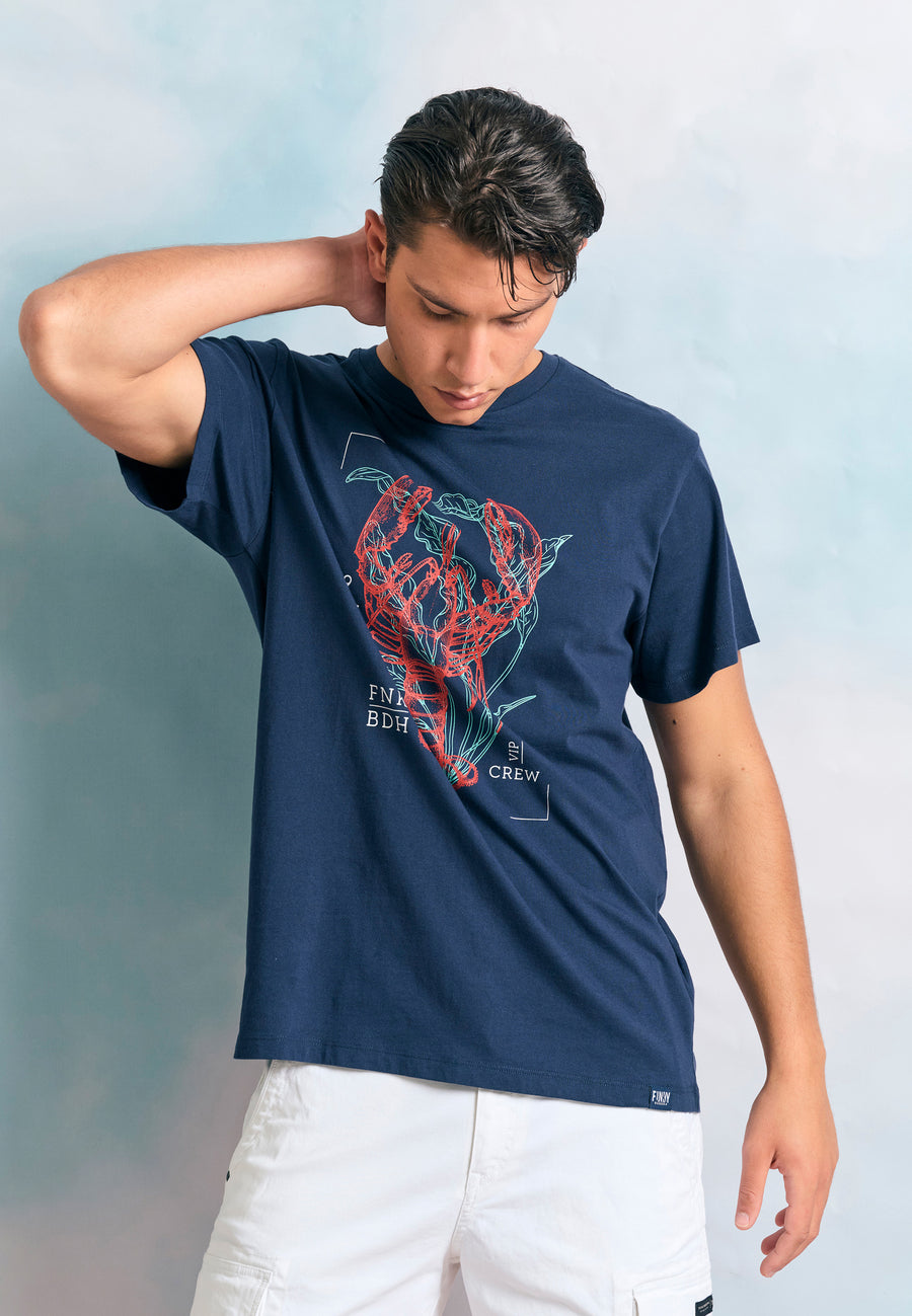 Tricou cu imprimeu grafic abstract - Bleumarin