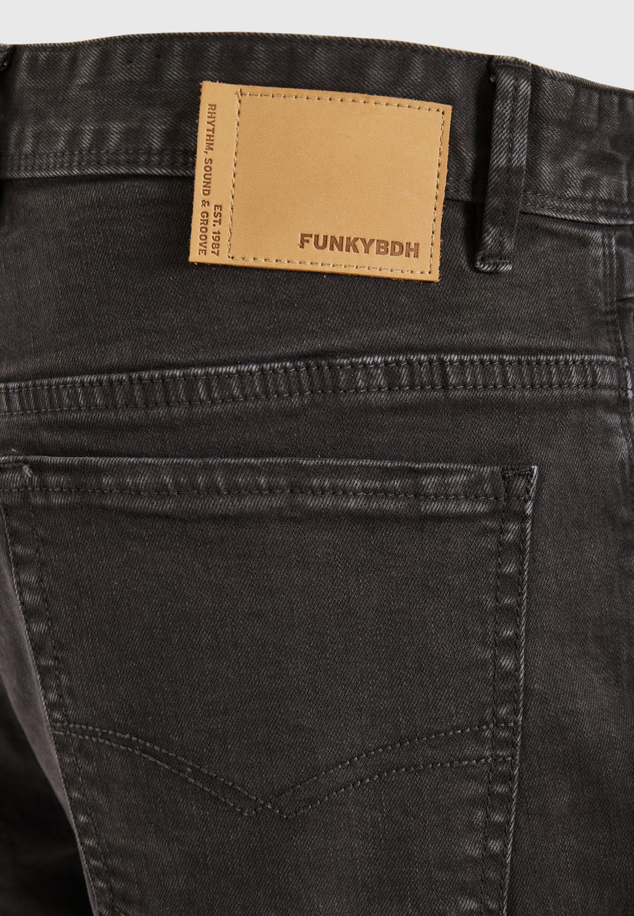 Relaxed tapered fit garment dyed jeans - Dk grey