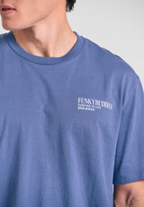Tricou cu croială lejeră și imprimeu vintage pe spate - Indigo