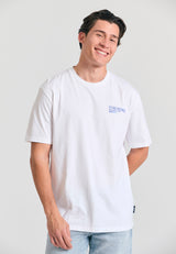 Tricou cu croială lejeră și imprimeu vintage pe spate - Alb