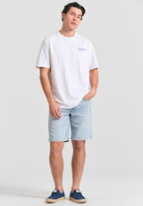Tricou cu croială lejeră și imprimeu vintage pe spate - Alb