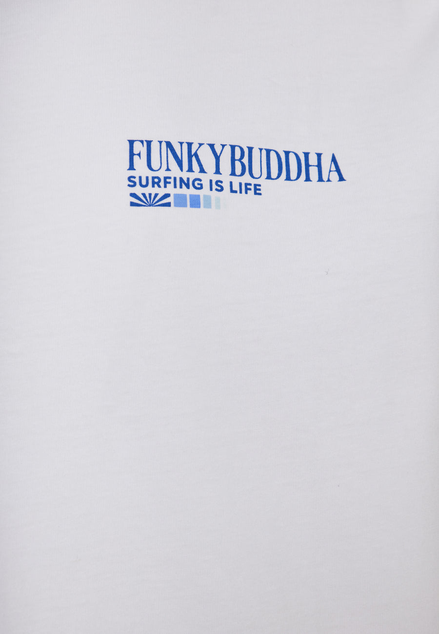 Tricou cu croială lejeră și imprimeu vintage pe spate - Alb