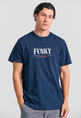 Tricou cu imprimeu pe piept - Bleumarin