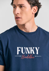 Tricou cu imprimeu pe piept - Bleumarin