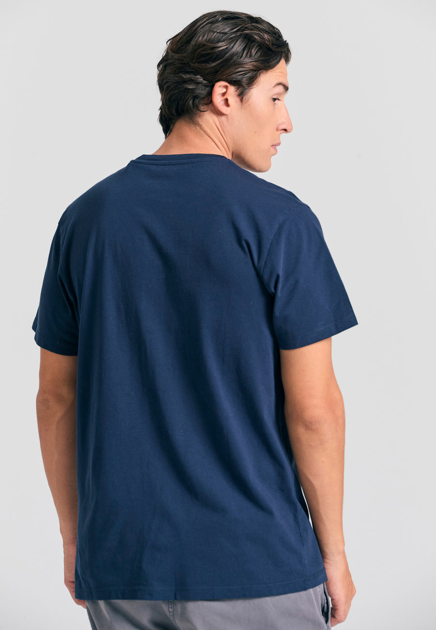 Tricou cu imprimeu pe piept - Bleumarin
