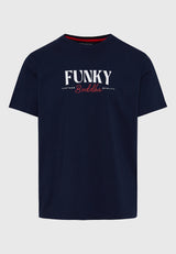 Tricou cu imprimeu pe piept - Bleumarin
