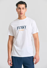 Tricou cu imprimeu de firmă pe piept - Alb