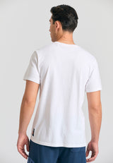 Tricou cu imprimeu de firmă pe piept - Alb