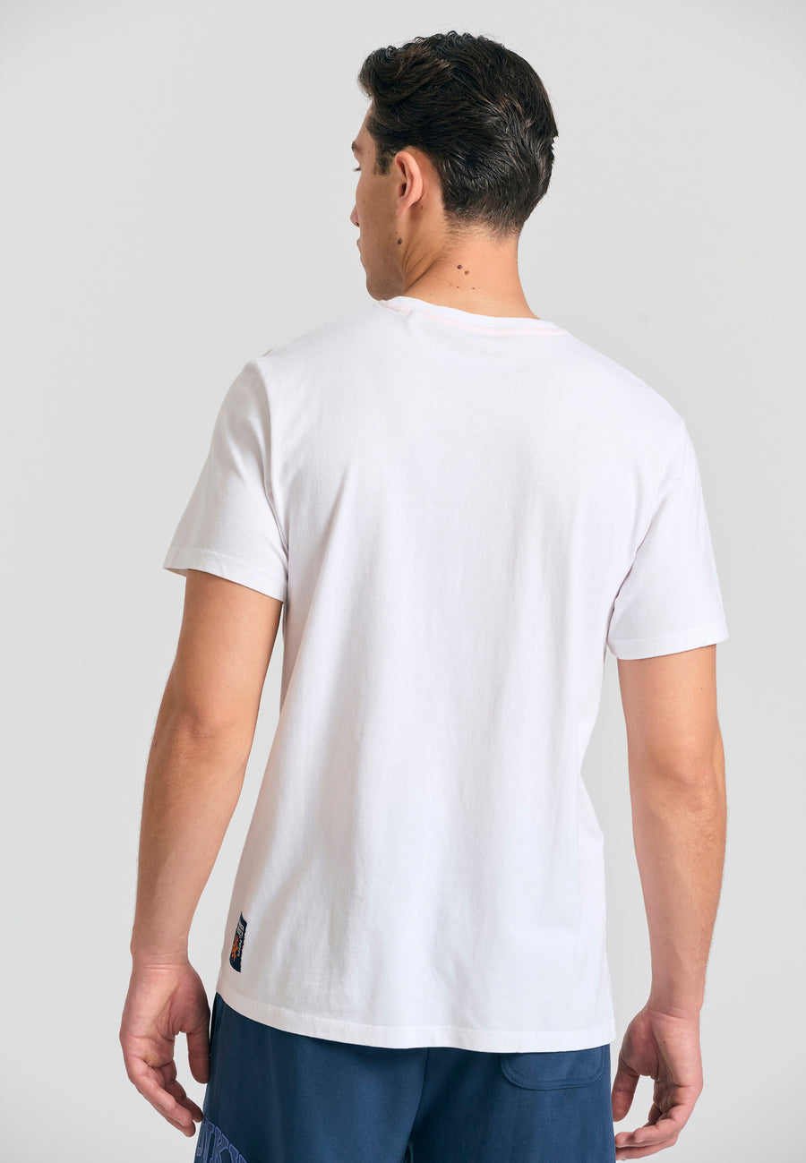 Tricou cu imprimeu de firmă pe piept - Alb