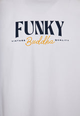 Tricou cu imprimeu de firmă pe piept - Alb