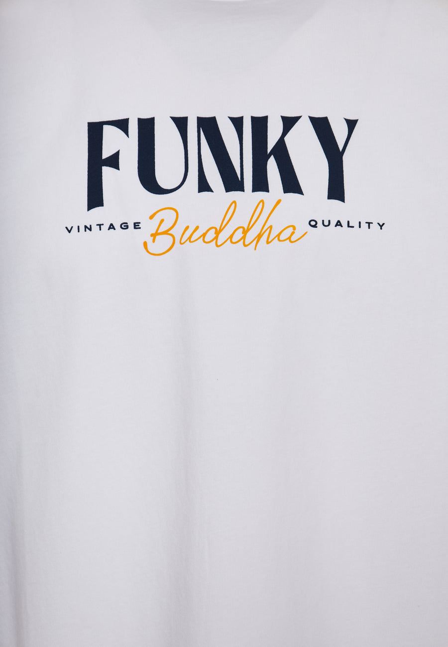 Tricou cu imprimeu de firmă pe piept - Alb