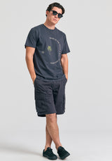 Tricou din bumbac organic cu imprimeu artistic - Antracit