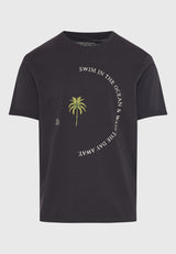 Tricou din bumbac organic cu imprimeu artistic - Antracit