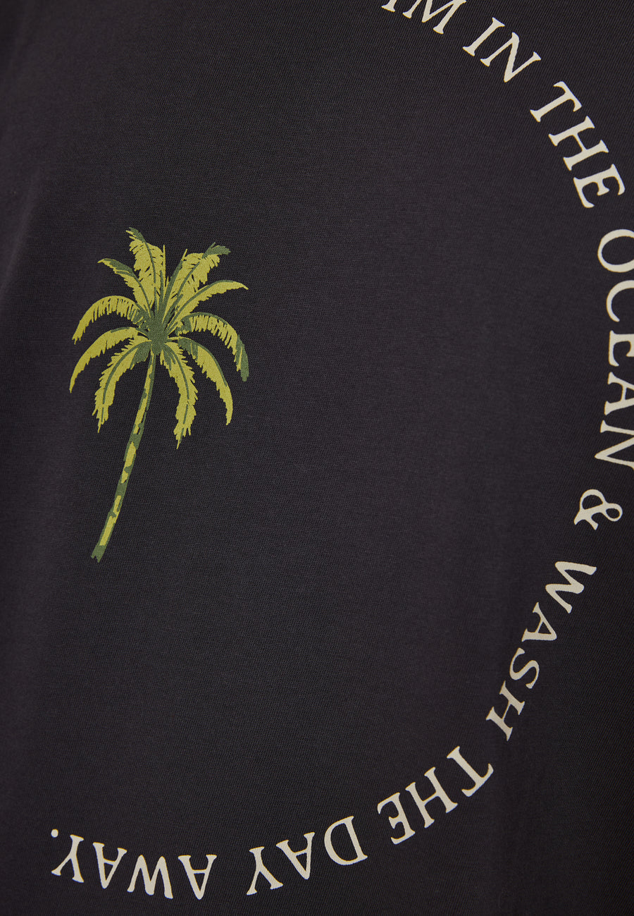 Tricou din bumbac organic cu imprimeu artistic - Antracit