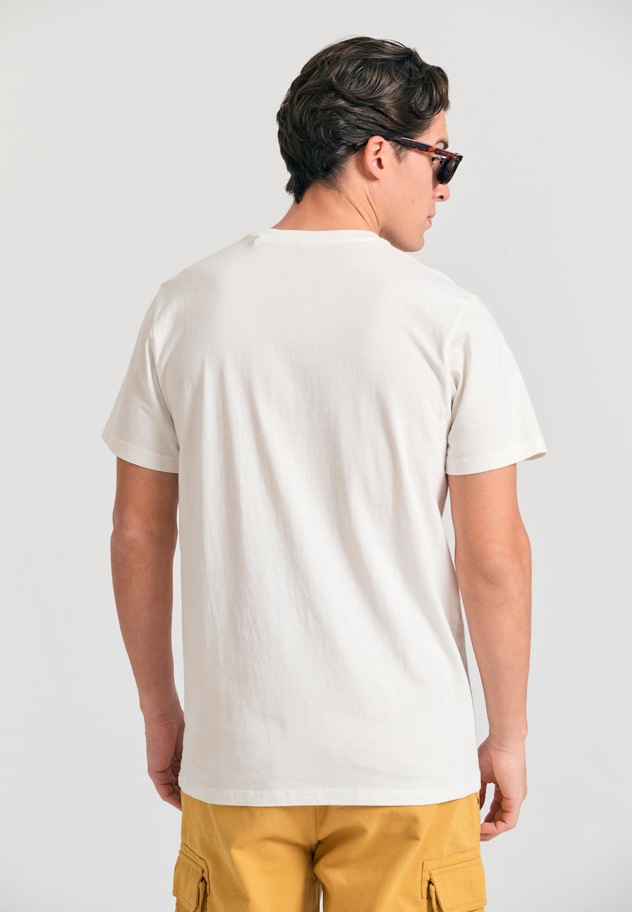 Tricou din bumbac organic cu imprimeu artistic - Alb-gălbui