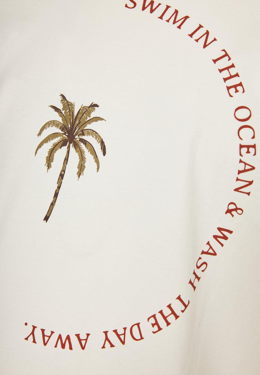 Tricou din bumbac organic cu imprimeu artistic - Alb-gălbui
