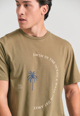 Organic cotton t-shirt with text artwork print - Oregano