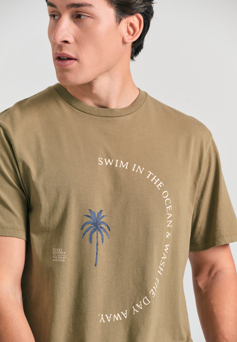 Tricou din bumbac organic cu imprimeu artistic - Oregano
