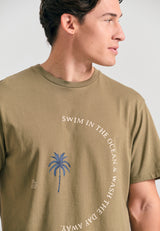 Organic cotton t-shirt with text artwork print - Oregano