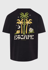 Tricou cu croială lejeră și imprimeu tropical pe spate - Antracit