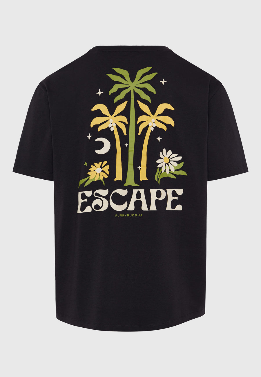 Tricou cu croială lejeră și imprimeu tropical pe spate - Antracit