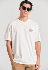 Tricou cu croială lejeră și imprimeu tropical pe spate - Alb-gălbui