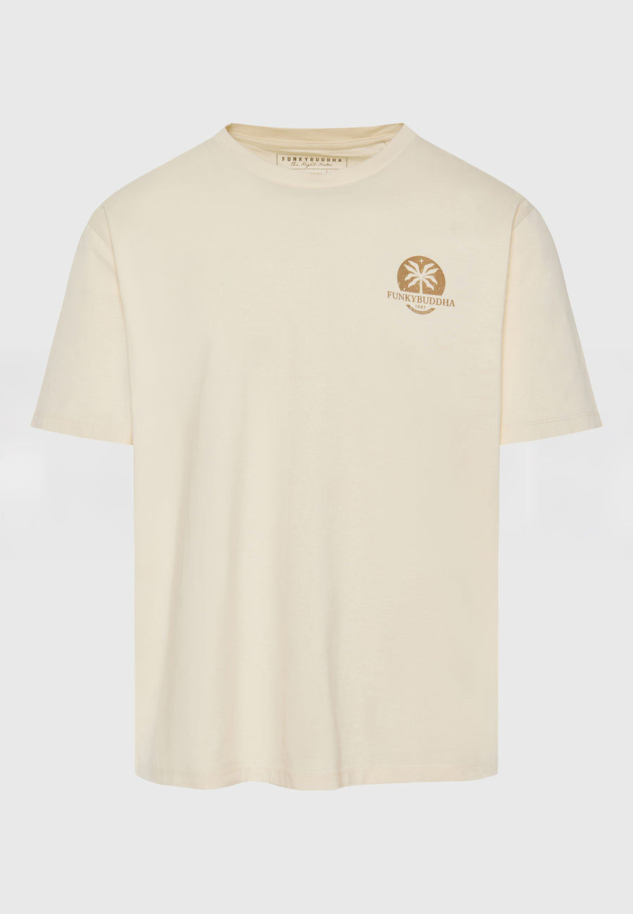 Tricou relaxat din bumbac organic cu imprimeu artistic - Chalk