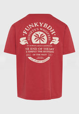Organic cotton relaxed t-shirt with text artwork print - Earth red