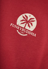 Organic cotton relaxed t-shirt with text artwork print - Earth red
