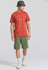 Tricou din bumbac organic cu imprimeu minimalist de brand - Maro Spice