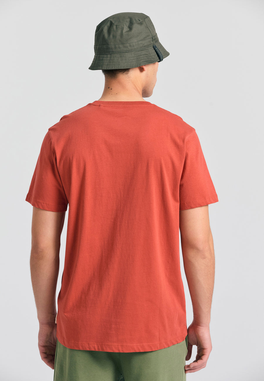 Tricou din bumbac organic cu imprimeu minimalist de brand - Maro Spice
