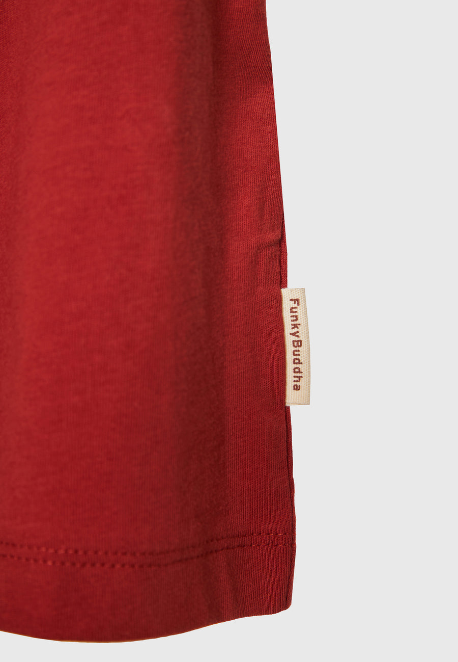 Tricou din bumbac organic cu imprimeu minimalist de brand - Maro Spice